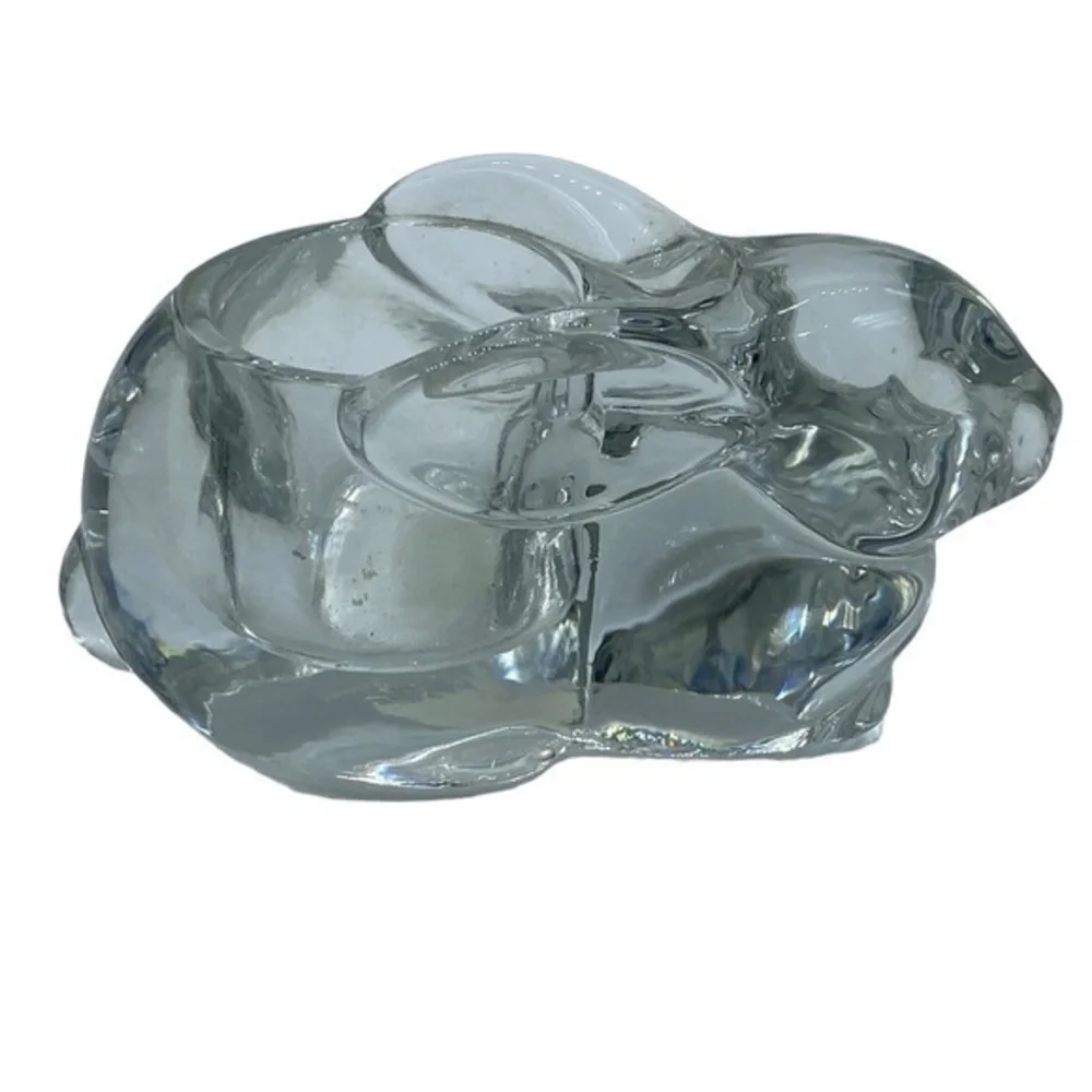 Indiana Glass Crystal Rabbit Votive Handle Holder Clear